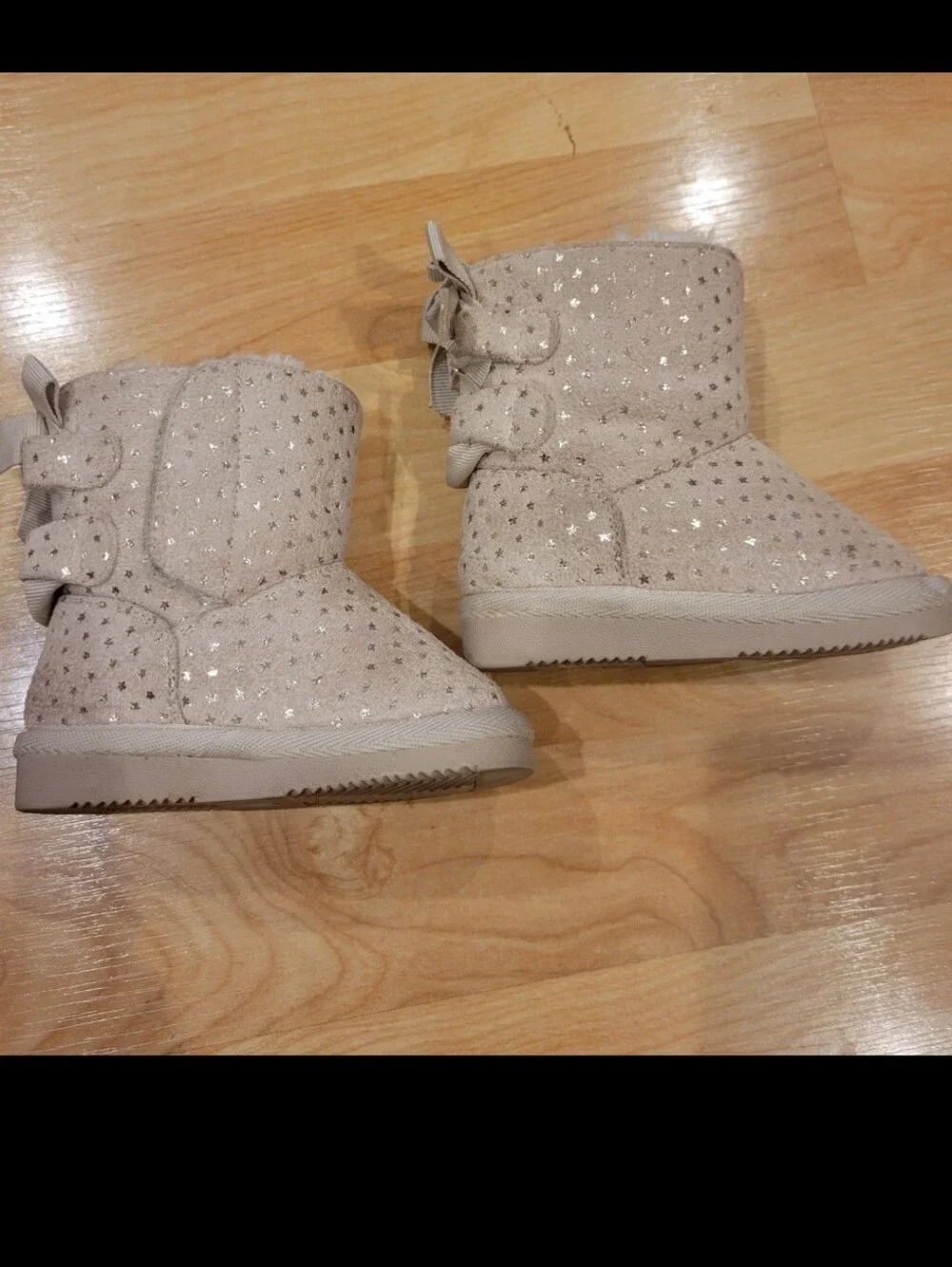 Baby Faux Fur Winter boots Tan Gold Stars Size 4
